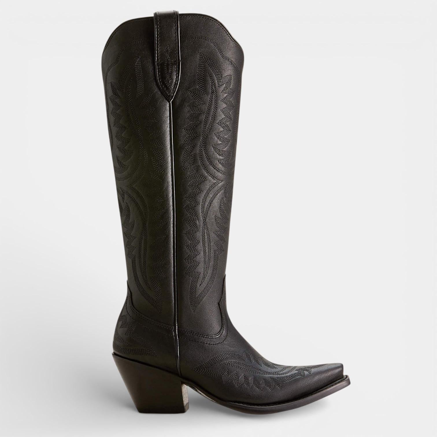 Knee High Vegan Leather Cowboy Boots for Women - Western Block Heel Design for Casual Wear - Image 3