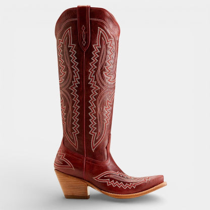 Knee High Vegan Leather Cowboy Boots for Women - Western Block Heel Design for Casual Wear - Image 10