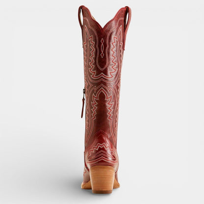 Knee High Vegan Leather Cowboy Boots for Women - Western Block Heel Design for Casual Wear - Image 11