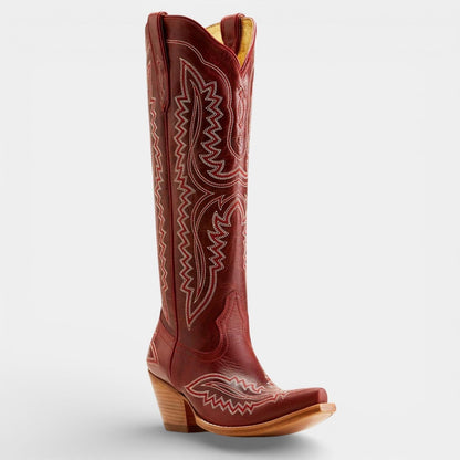 Knee High Vegan Leather Cowboy Boots for Women - Western Block Heel Design for Casual Wear - Image 12
