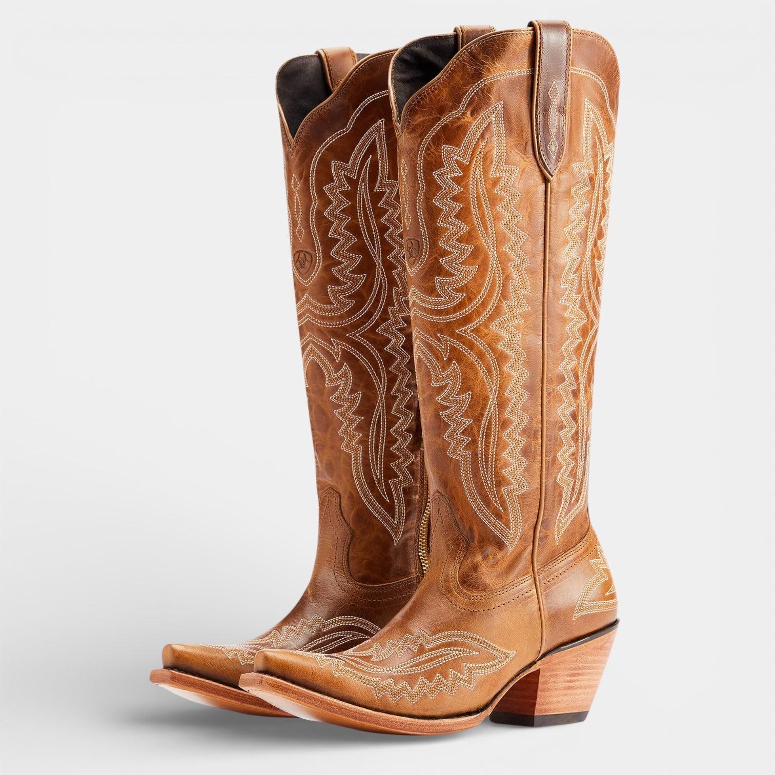 Knee High Vegan Leather Cowboy Boots for Women - Western Block Heel Design for Casual Wear - Image 24