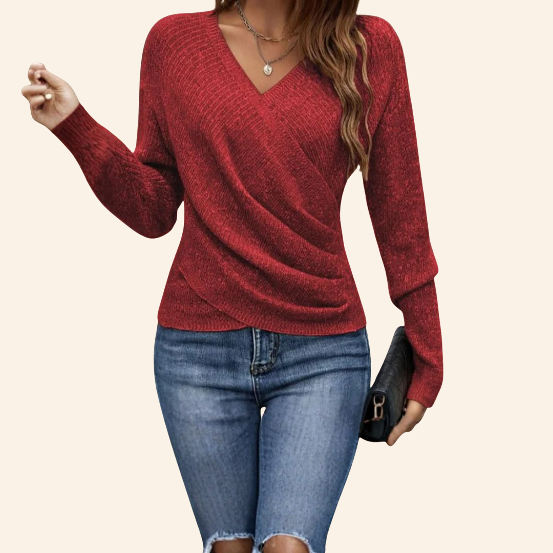 Seravielle | Elegant Wrap V-neck Top - Image 2