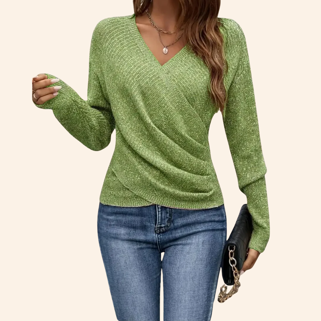 Seravielle | Elegant Wrap V-neck Top - Image 3