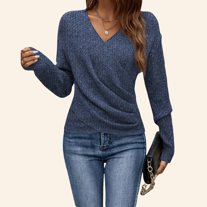Seravielle | Elegant Wrap V-neck Top - Image 4